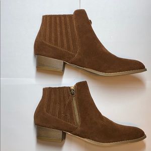 Faux Brown Suede Ankle Boots - Size 8